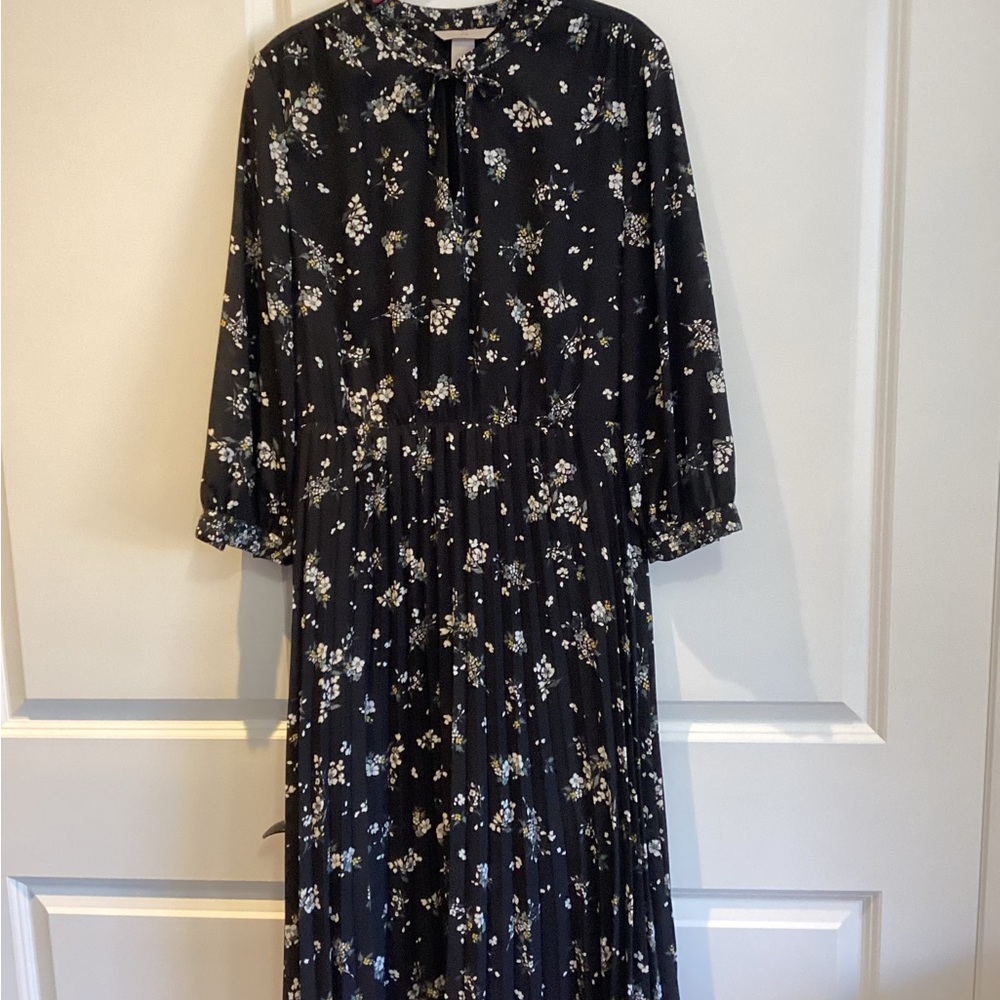 H&M Black Floral Midi Dress